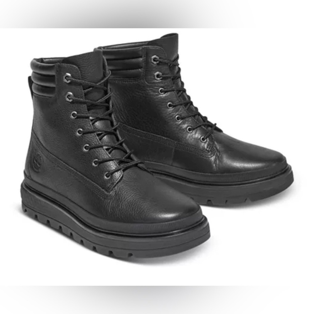 Timberland Ray City Black Combat Boots Lug Sole Leather Women’s 9.5 A2JNY - Picture 2 of 14